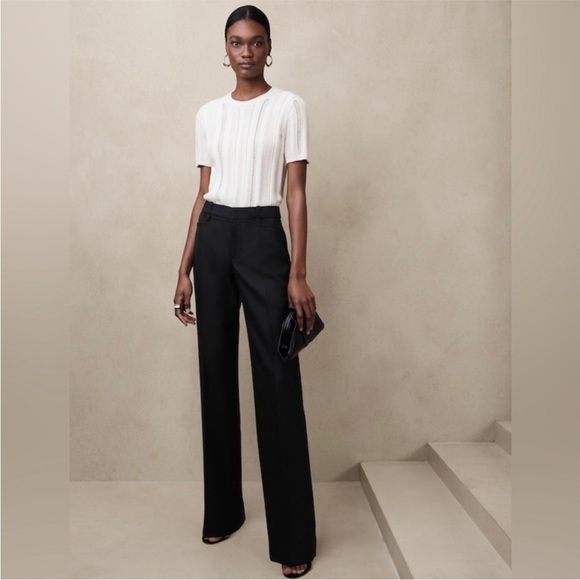 FINAL MARKDOWN! Banana Republic Black Lido Straight Italian Wool Pant - Picture 1 of 7